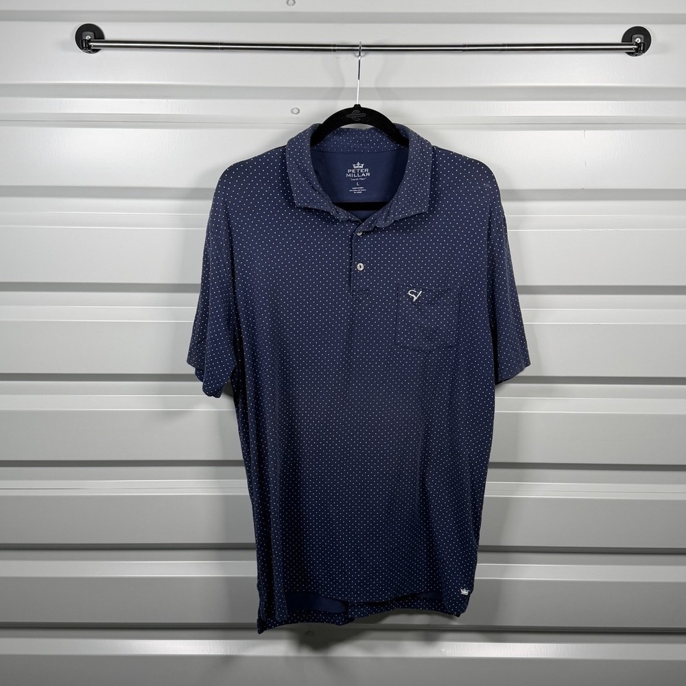 PETER MILLAR Polo Shirt Large SEASIDE WashPerformance Golf‎ Cotton Pocket